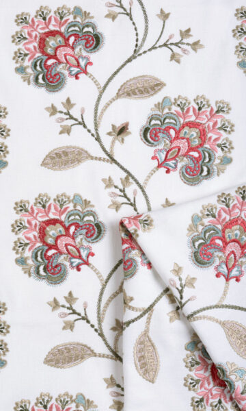 White Floral Patterned Drapes