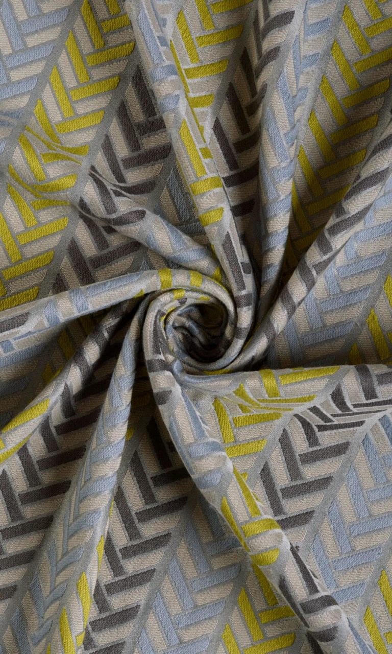 Horizontal Herringbone Pattern Curtains Online I Grey/ Yellow I Spiffy