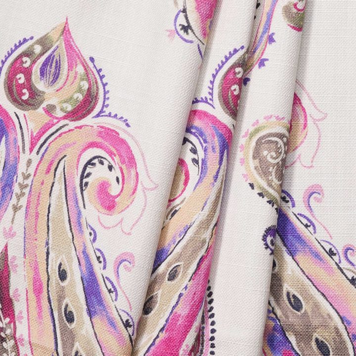 &#8216;LAquila&#8217; Pink/Purple Paisley Print Curtains (Pink/ Purple)
