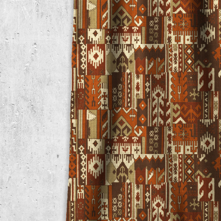 &#8216;Chateau&#8217; Fabric by the Yard (Red/ Orange/ Brown)