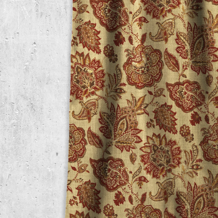 &#8216;Cyprian Expedition&#8217; Kilim-Style Drapery/ Curtains (Red/ Brown)