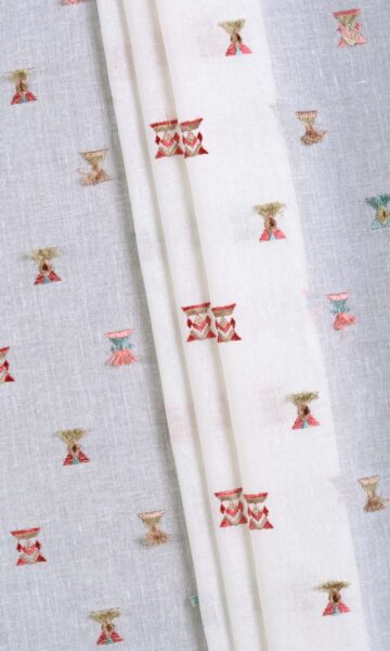 White Sheer Floral Embroidery Roman Shades