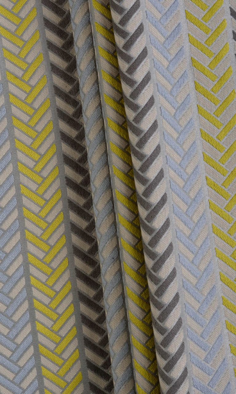 Horizontal Herringbone Pattern Curtains Online I Grey/ Yellow I Spiffy