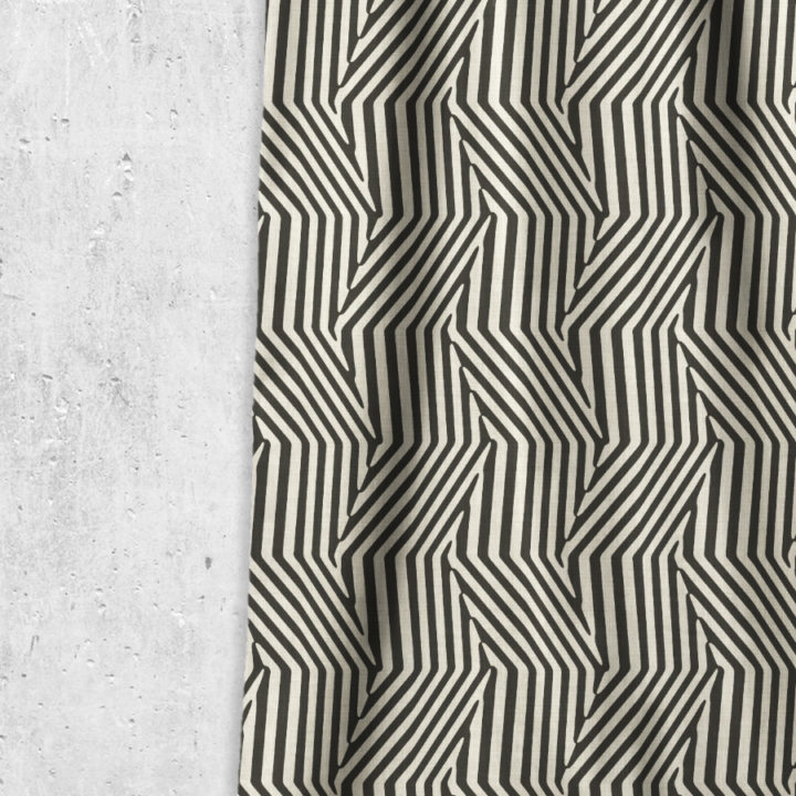 &#8216;Breton Stripes on Parade&#8217; Fabric by the Yard (Black/ Ivory)