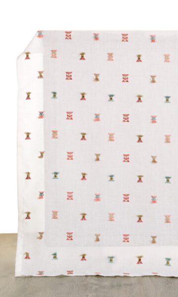 White Floral Embroidery Extra Long Drapes