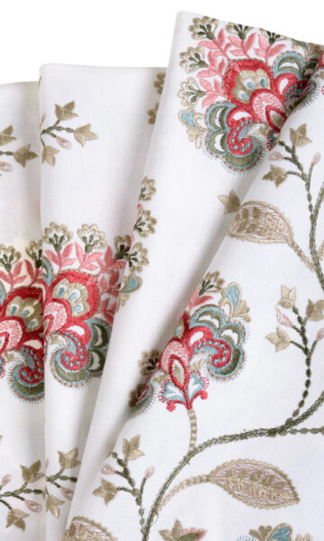 White Floral Patterned Roman Shades