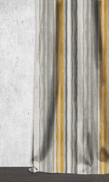 Yellow Grey Stripes Custom Drapery