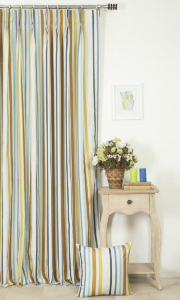 Printed Striped Extra Long Custom Curtains