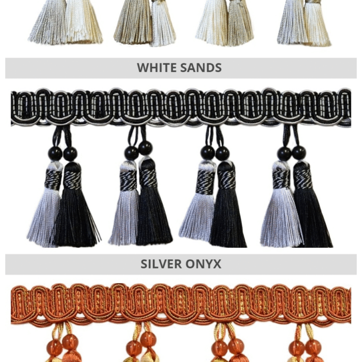 &#8216;Savanna&#8217; Beaded Tassel Trim for Drapes &#038; Curtains (10 Colors)
