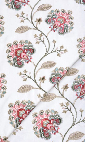 White Floral Patterned Roman Shades For Living Room
