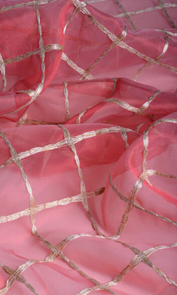 Pink Checked Sheer Window Treatments