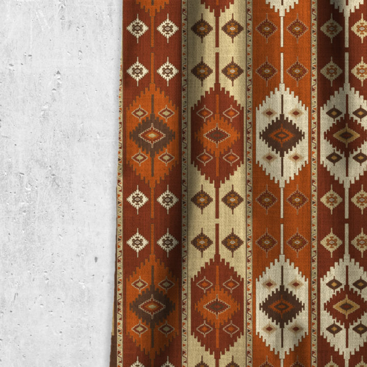 &#8216;Moroccan Mist&#8217; Fabric by the Yard (Red/ Orange/ Brown)