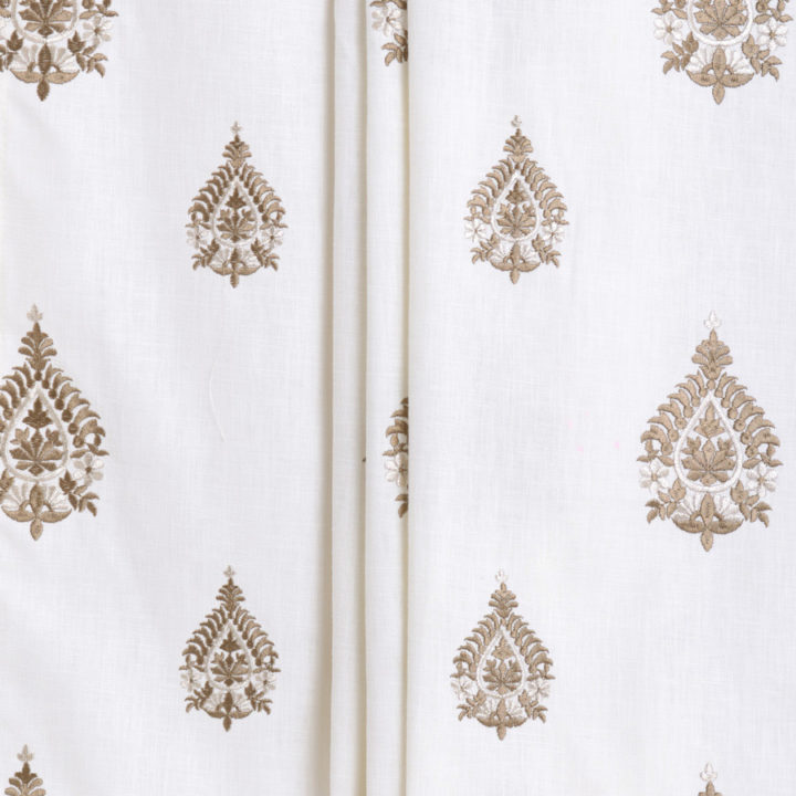&#8216;Dijon&#8217; Patterned Embroidery Blinds (Off White/ Coffee Brown)