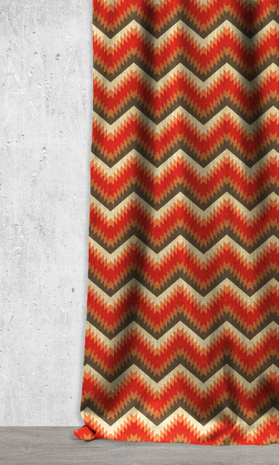 Creek Indian' Made-to-Order Fabric (Red/ Orange/ Brown)