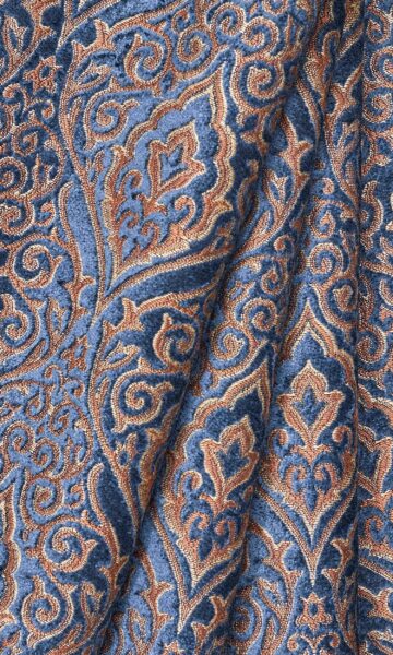 Damask Custom Drapes & Roman Shades