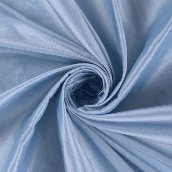 &#8216;Okean&#8217; Plain Shantung Silk Custom Curtains (Steel Blue)