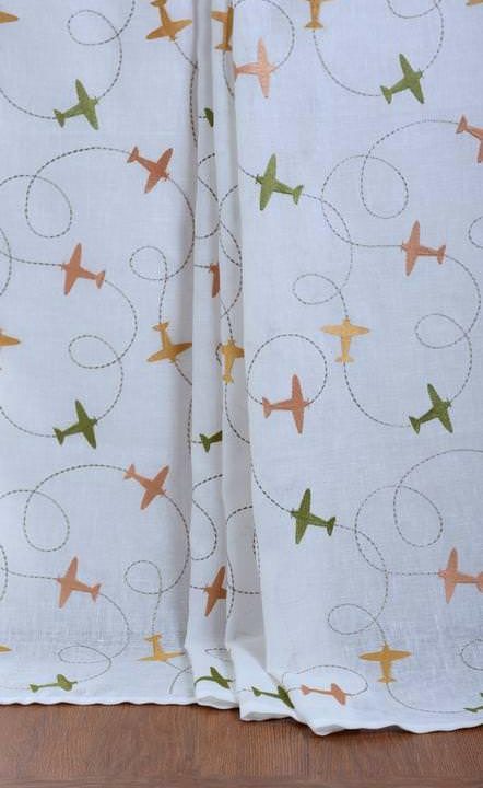 &#8216;Ariel&#8217; Semi Sheer Linen Drapes (White/ Orange/ Yellow/ Green)