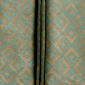 Green Cotton Geometric Custom Drapes For Dining Room