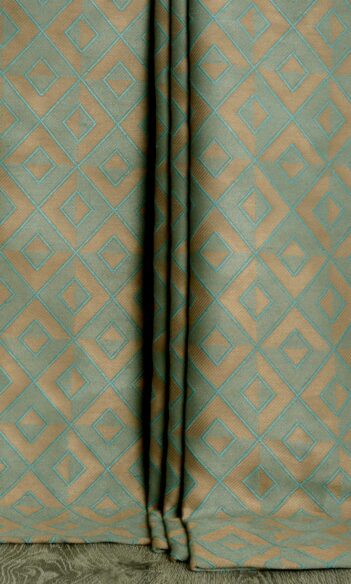 Green Cotton Geometric Custom Drapes For Dining Room