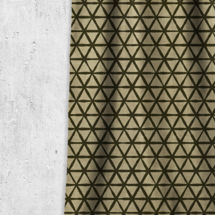 &#8216;Preto&#8217; Geometrical Print Drapes (Black/ Khaki Brown)