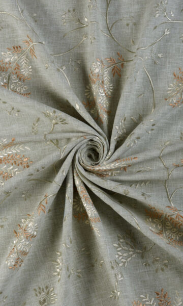 Grey Floral Custom Window Curtains