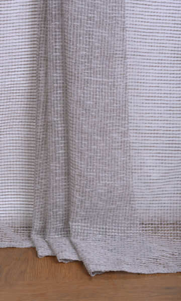 White Sheer Striped Custom Drapery & Roman Blinds