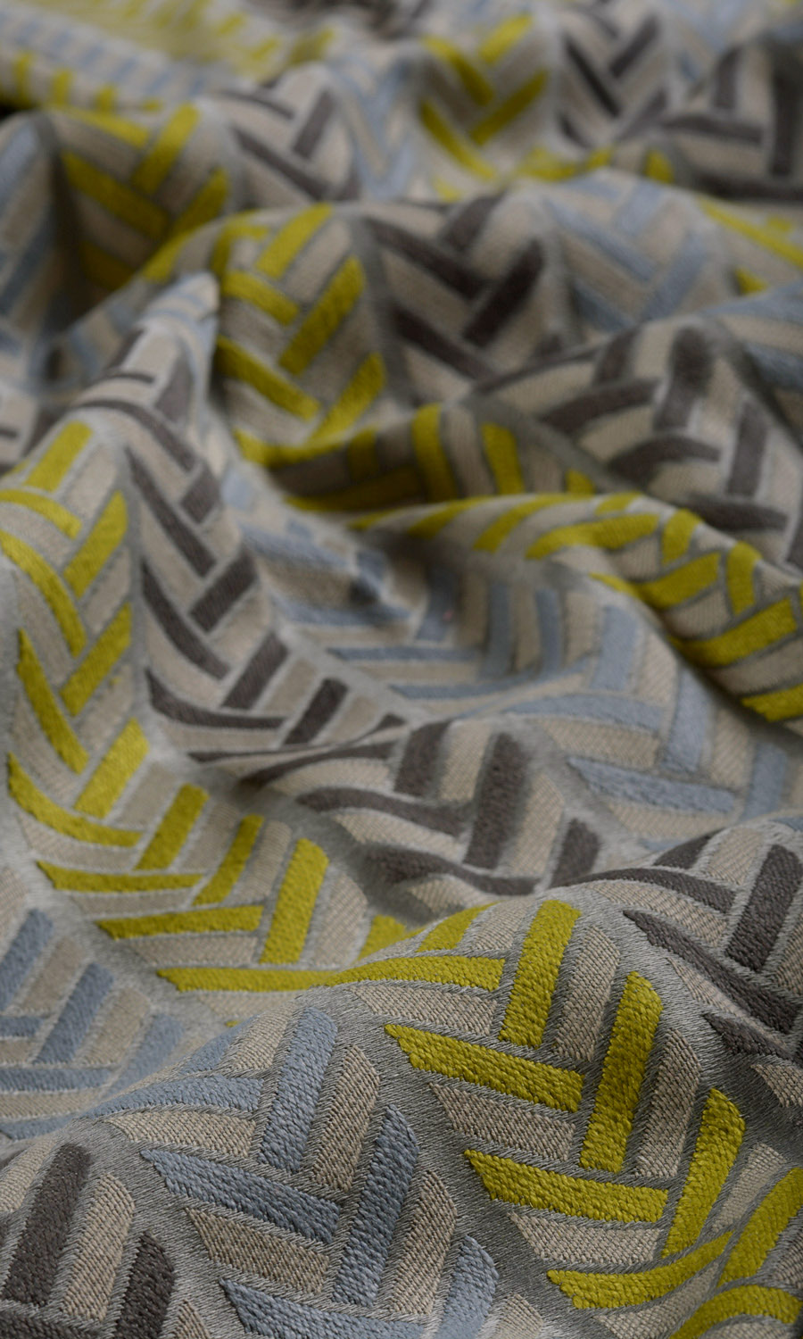 Horizontal Herringbone Pattern Curtains Online I Grey/ Yellow I Spiffy