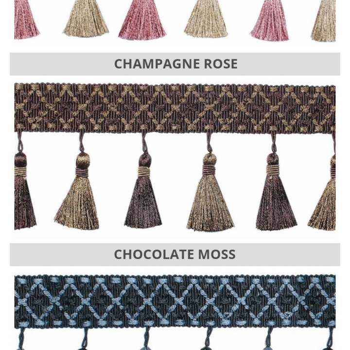 &#8216;Bordeaux&#8217; Tassel Trim for Drapes &#038; Curtains (10 Colors)