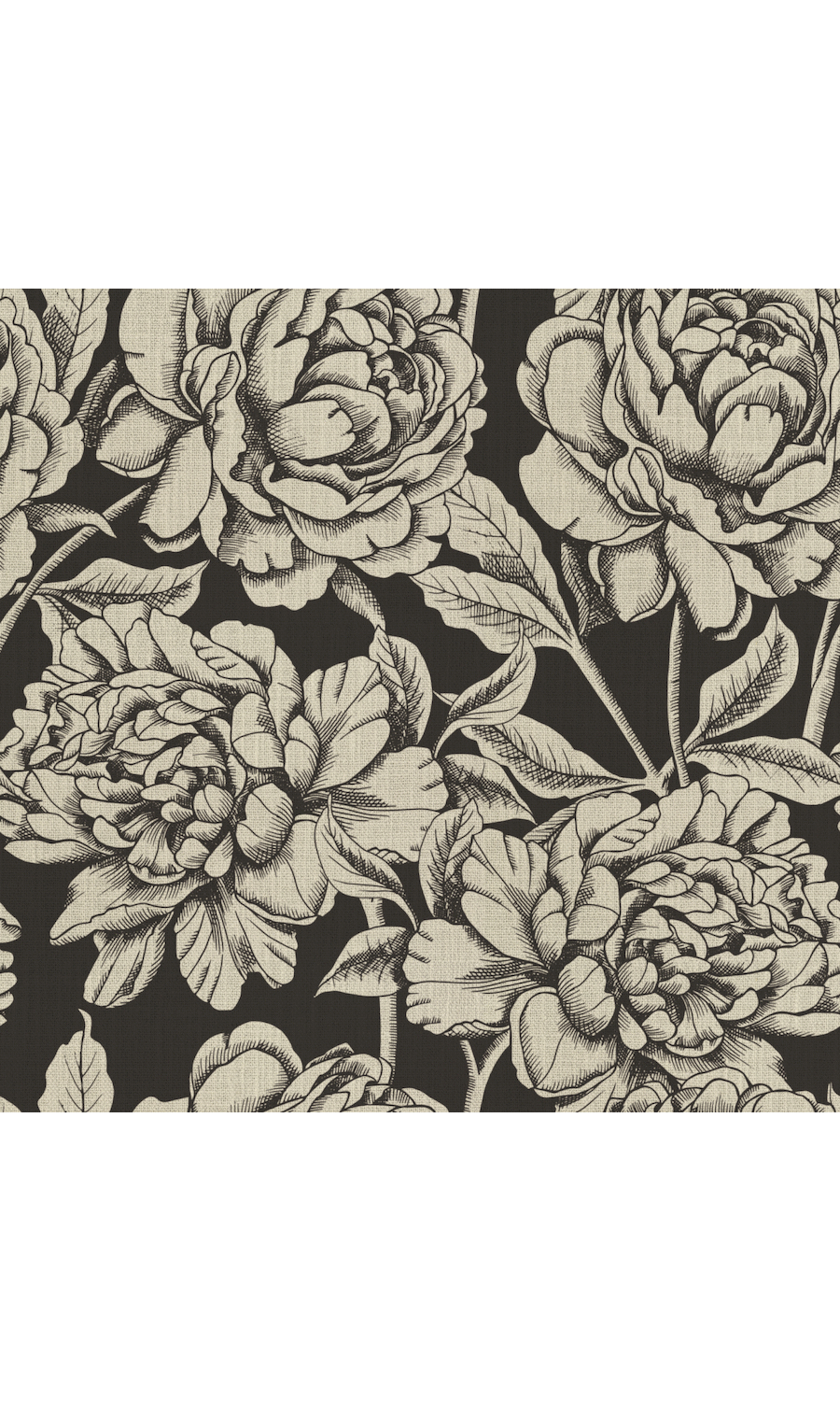 Botanical Bliss' Floral Print Curtains (Black/ Milky White)