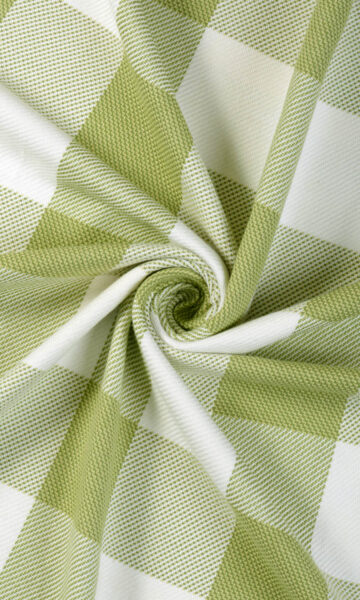 White & Green Checked Custom Roman Blinds