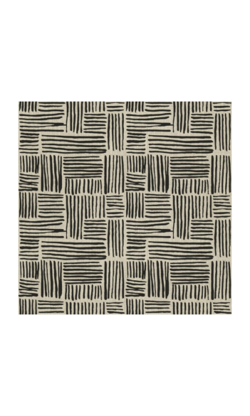 'Linear Patchwork' Modern Print Custom Curtains (Black/ Ivory)