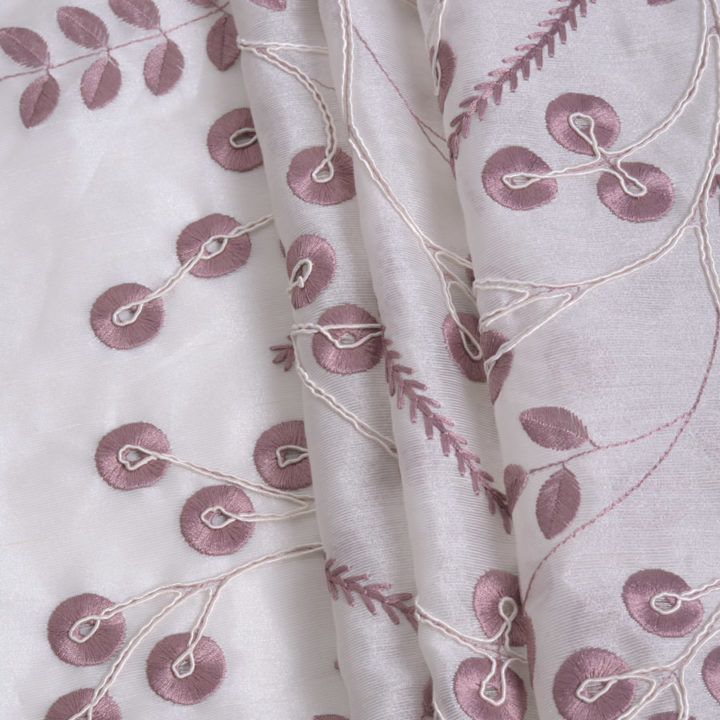 &#8216;Berry Mist&#8217; Nature Inspired Custom Curtains (White/ Pink)
