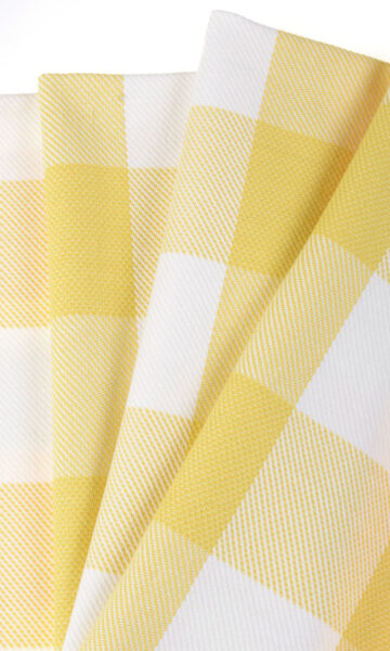 Yellow Checked Custom Curtains For Living Room