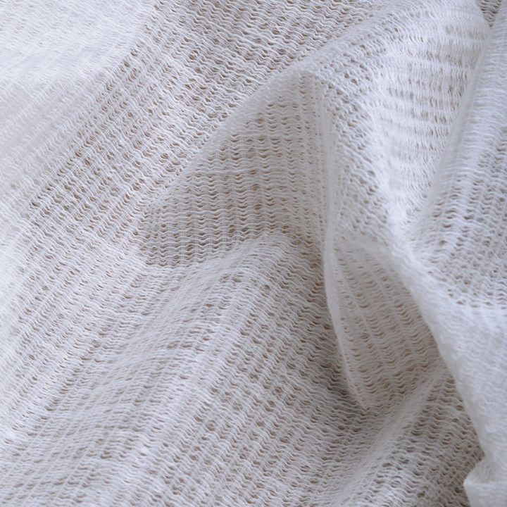 &#8216;Skylight&#8217; Cotton Blend Check Sheer Curtains (Milky White)
