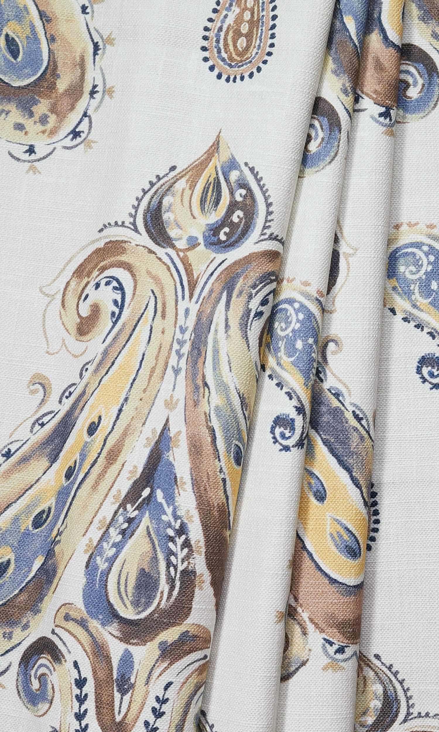 Sarno Paisley Print Window Curtains Ds Brown Blue