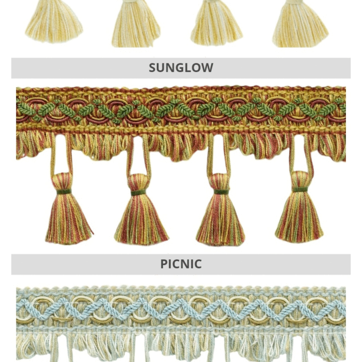 &#8216;Pisa&#8217; Tassel Trim for Drapes &#038; Curtains (10 Colors)