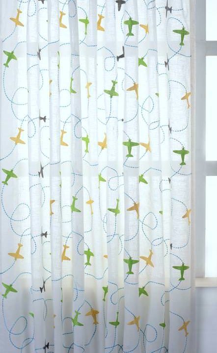 &#8216;All Aboard&#8217; Sheer Linen Drapes (White/ Green/ Yellow/ Blue)