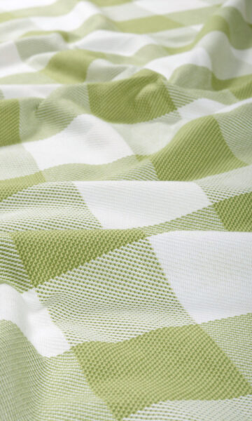 White & Green Checked Custom Drapes