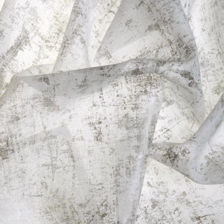 &#8216;Aklamak&#8217; Sheer Curtains (White/ Metallic Silver/ Grey)