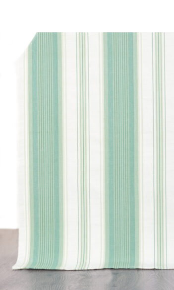 Sea Green & White Striped Curtains