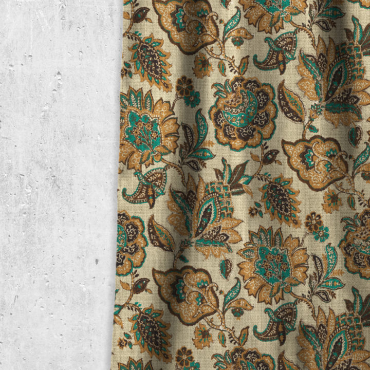 &#8216;Daydream&#8217; Custom Kilim Curtains (Turquoise/ Tawny Brown)