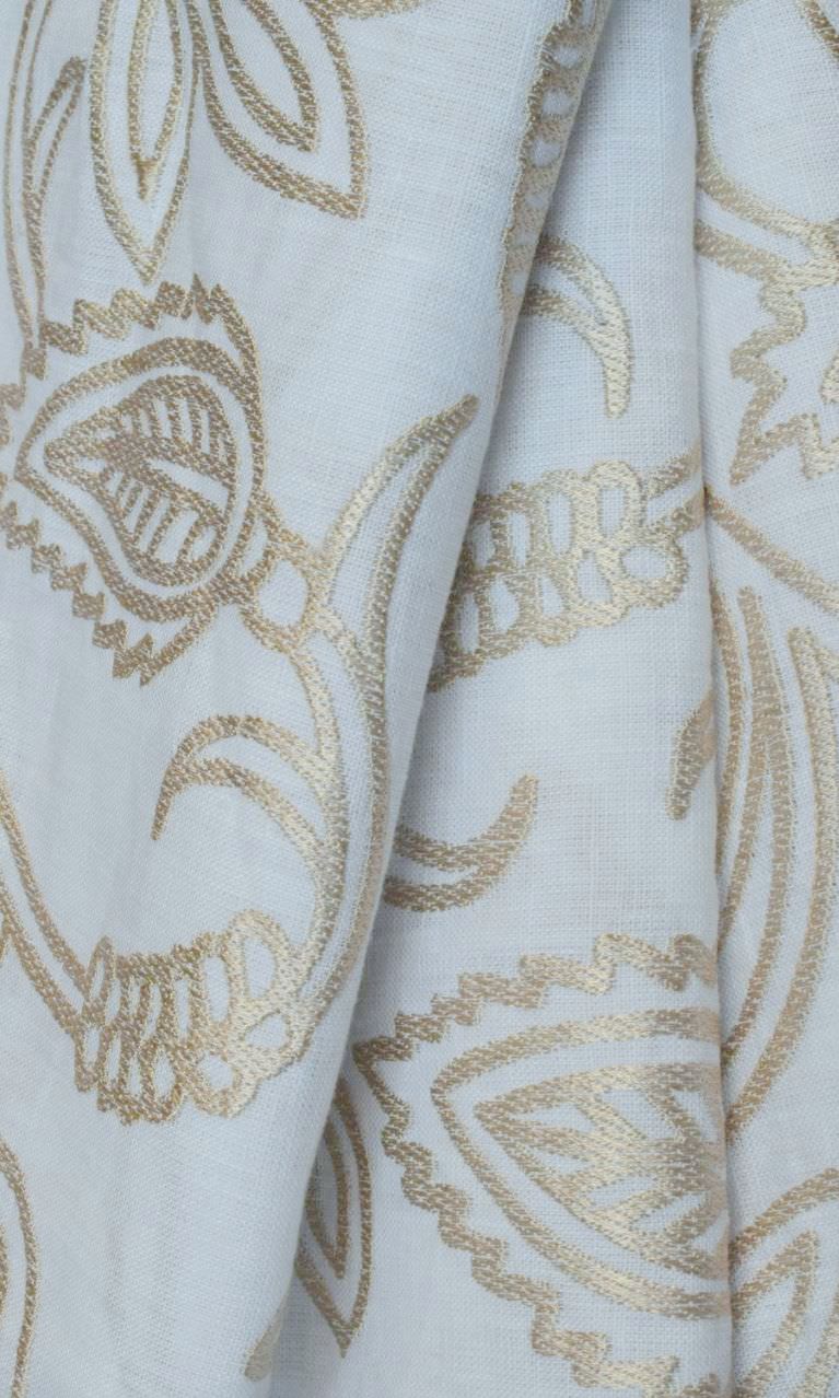 'Leh Kaveri' Custom White Linen Curtains (White/ Ivory)