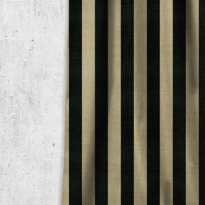 &#8216;Nero&#8217; Geometrical Printed Drapes (Black/ Khaki Brown)