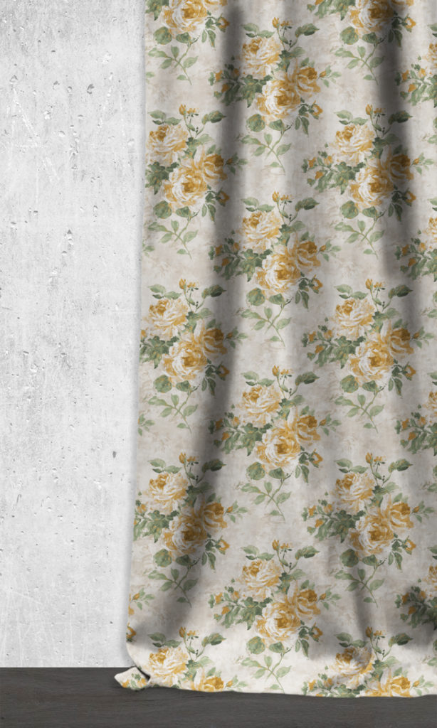Floral Printed Custom Drapes For Dining Room