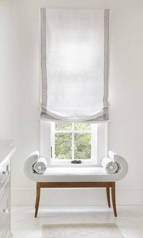 White Sheer Roman Blinds With Side Borders