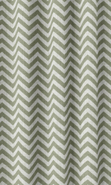 Green Zig Zag Custom Drapery & Roman Blinds