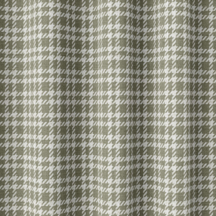 &#8216;Forest Light&#8217; Check Patterned Curtains (Olive Green/ White)