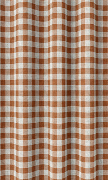 Orange Checked custom Drapery & Roman Blinds