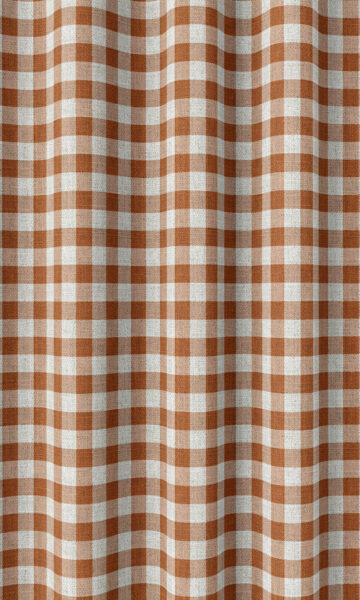 Orange Checked custom Drapery & Roman Blinds