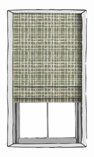 Green Checked Custom Roman shade